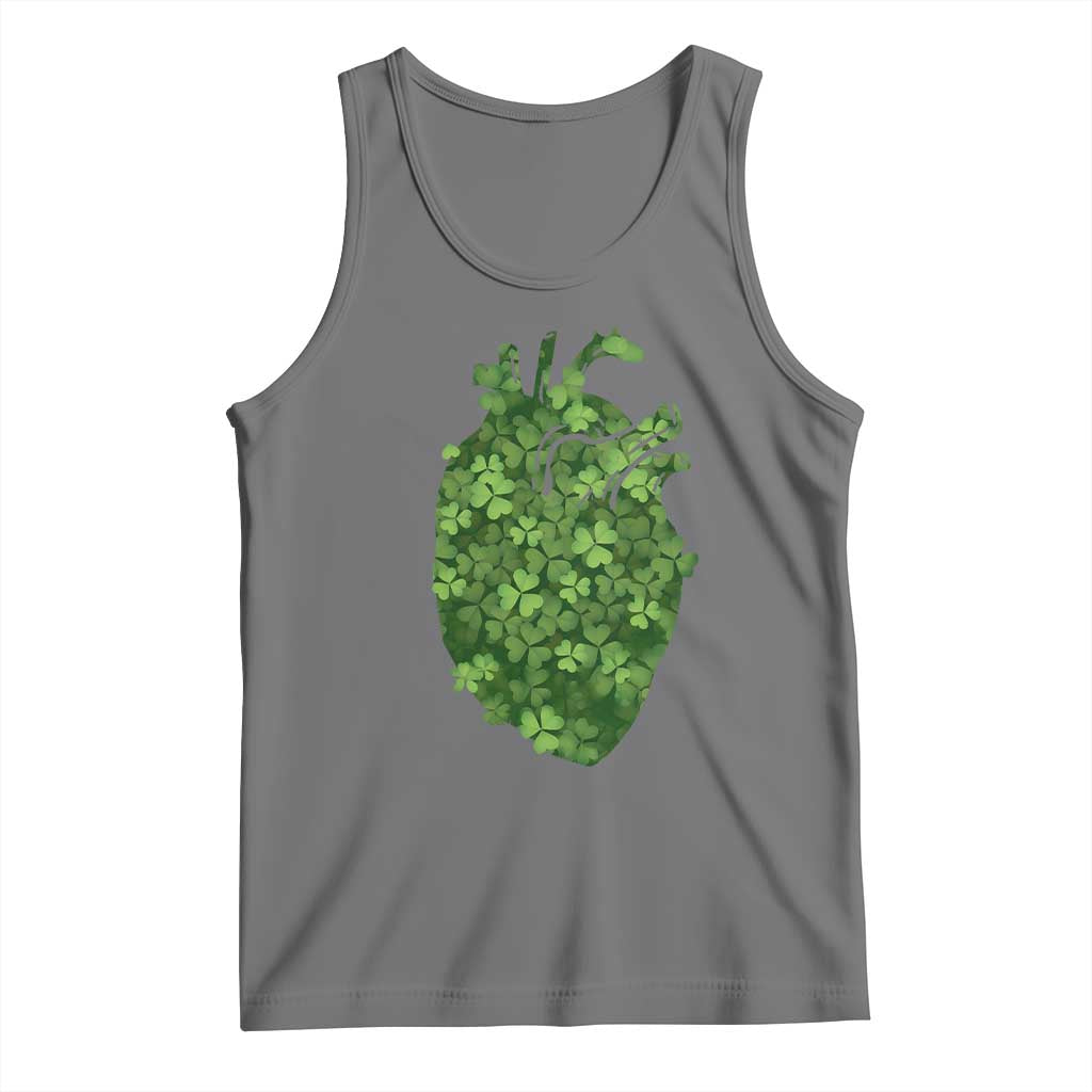 Funny St Patrick's Day Shamrock Heart Cardiac Nurse Anatomy Tank Top