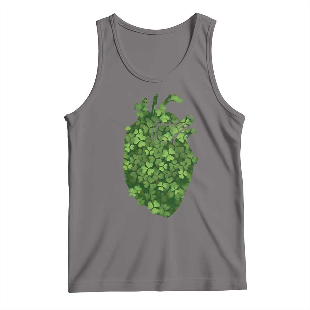 Funny St Patrick's Day Shamrock Heart Cardiac Nurse Anatomy Tank Top