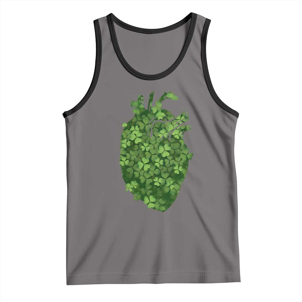 Funny St Patrick's Day Shamrock Heart Cardiac Nurse Anatomy Tank Top