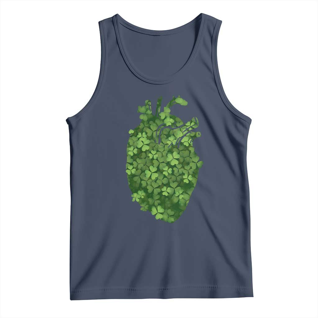 Funny St Patrick's Day Shamrock Heart Cardiac Nurse Anatomy Tank Top