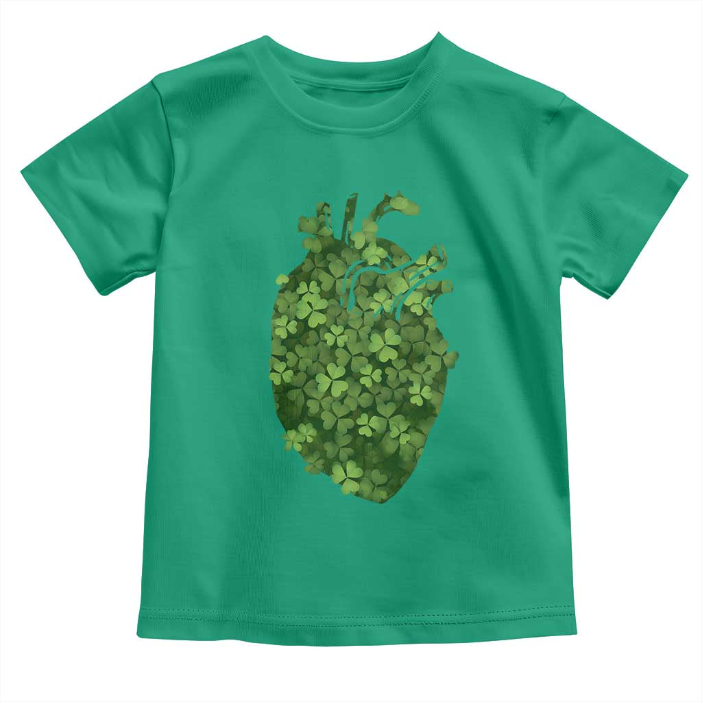 Funny St Patrick's Day Shamrock Heart Cardiac Nurse Anatomy Toddler T Shirt