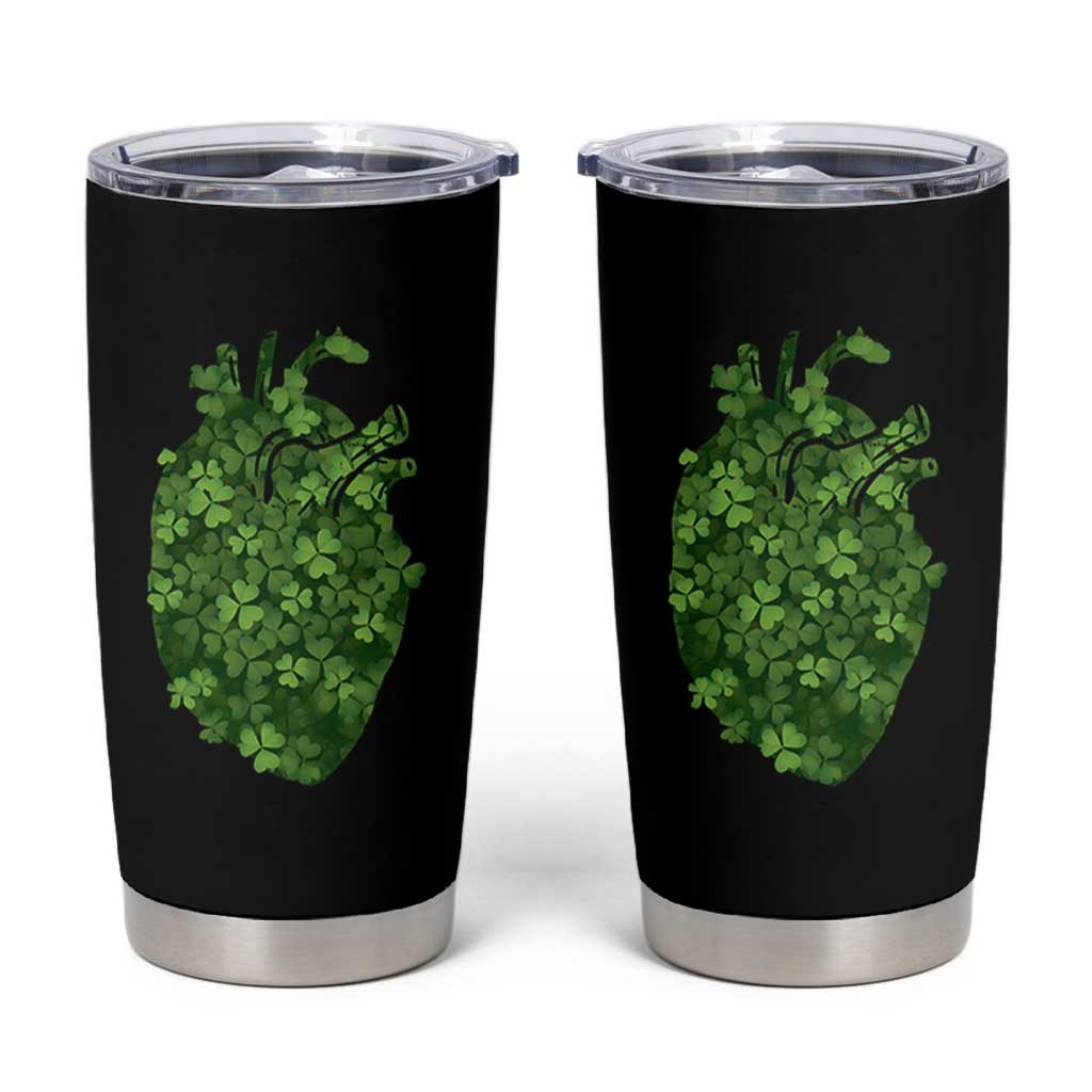Funny St Patrick's Day Shamrock Heart Cardiac Nurse Anatomy Tumbler Cup