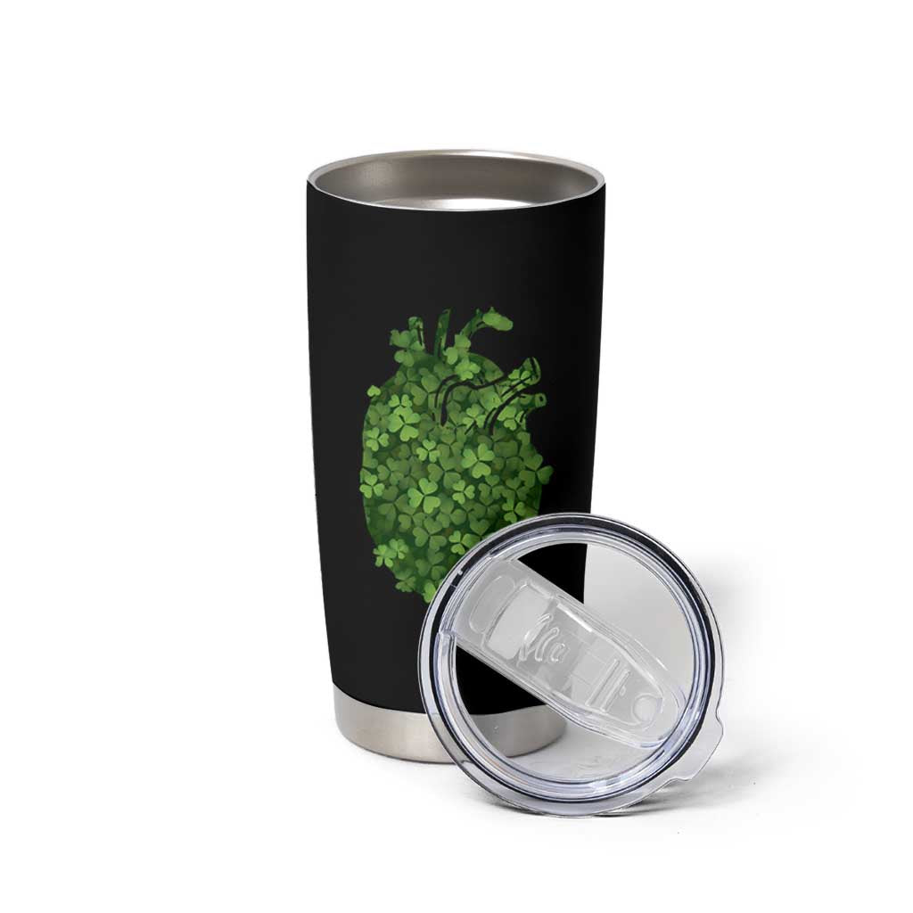 Funny St Patrick's Day Shamrock Heart Cardiac Nurse Anatomy Tumbler Cup