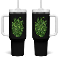 Funny St Patrick's Day Shamrock Heart Cardiac Nurse Anatomy Tumbler With Handle