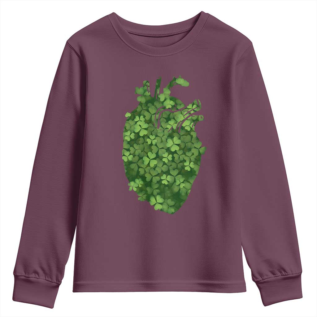 Funny St Patrick's Day Shamrock Heart Cardiac Nurse Anatomy Youth Sweatshirt