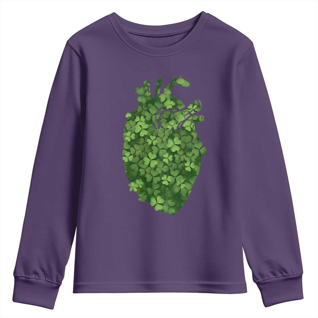 Funny St Patrick's Day Shamrock Heart Cardiac Nurse Anatomy Youth Sweatshirt