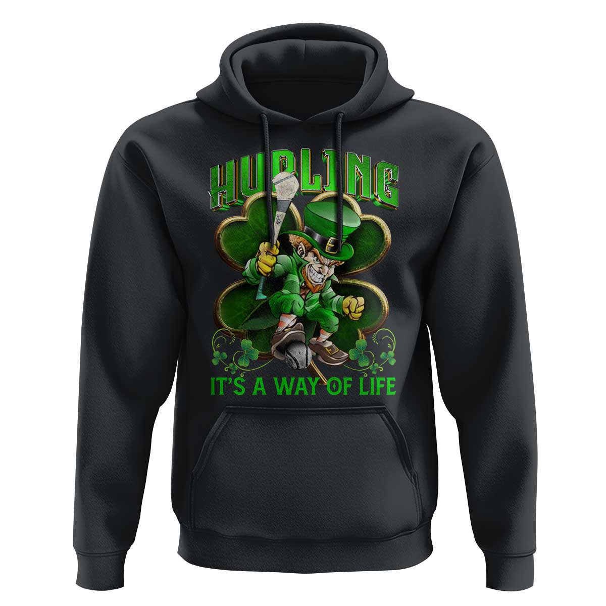 Funny Hurling It's A Way Of Life Hoodie Leprechaun Shamrock Irish Sport