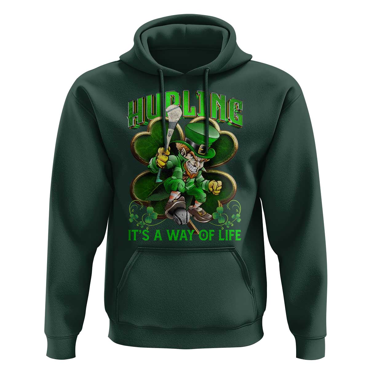 Funny Hurling It's A Way Of Life Hoodie Leprechaun Shamrock Irish Sport