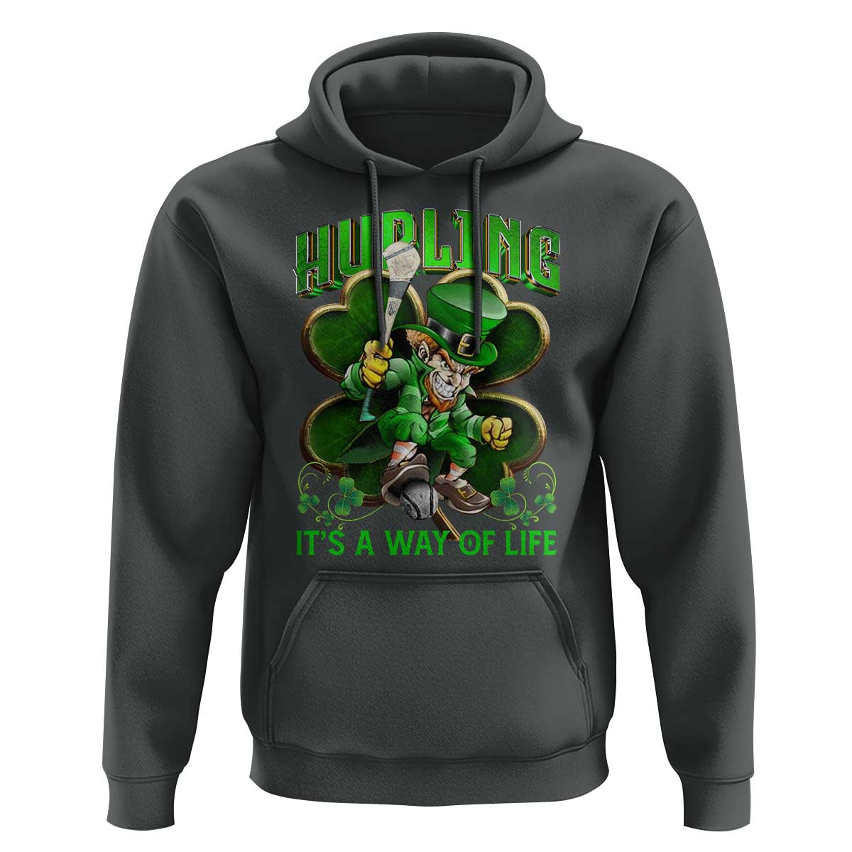 Funny Hurling It's A Way Of Life Hoodie Leprechaun Shamrock Irish Sport