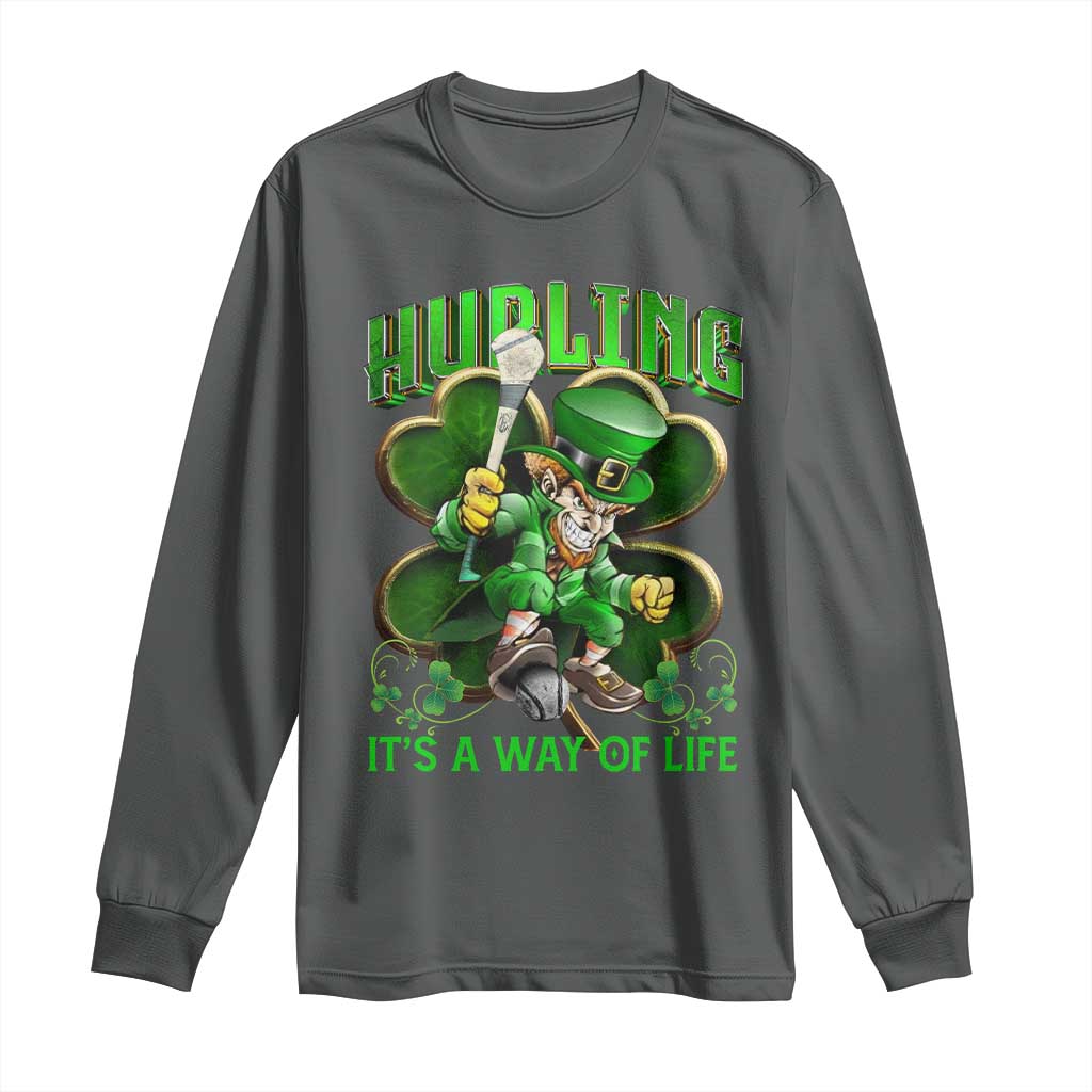 Funny Hurling It's A Way Of Life Long Sleeve Shirt Leprechaun Shamrock Irish Sport