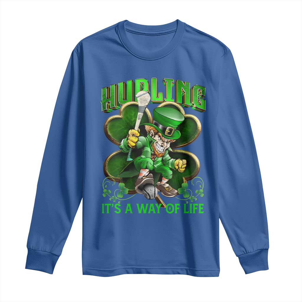 Funny Hurling It's A Way Of Life Long Sleeve Shirt Leprechaun Shamrock Irish Sport