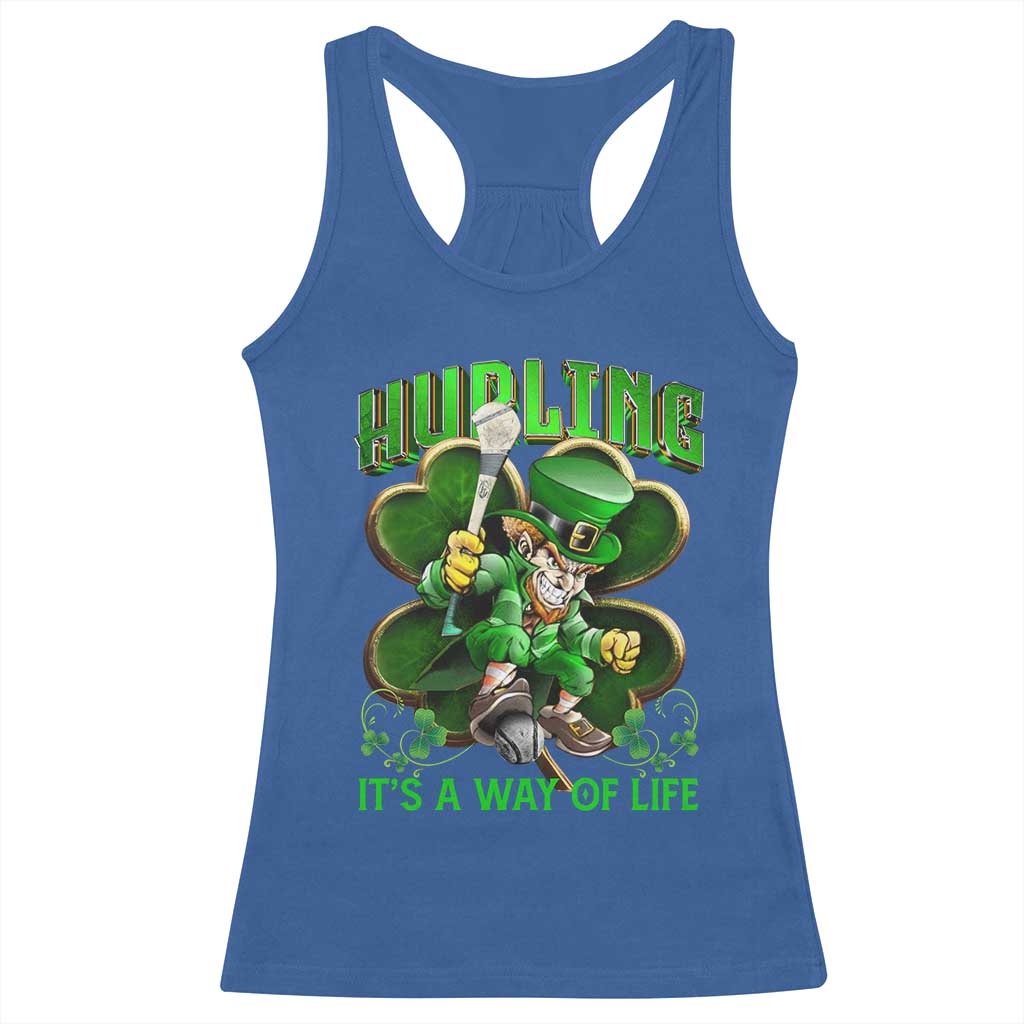 Funny Hurling It's A Way Of Life Racerback Tank Top Leprechaun Shamrock Irish Sport