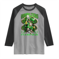 Funny Hurling It's A Way Of Life Raglan Shirt Leprechaun Shamrock Irish Sport