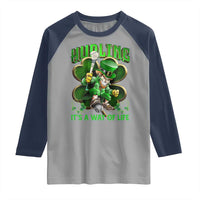 Funny Hurling It's A Way Of Life Raglan Shirt Leprechaun Shamrock Irish Sport