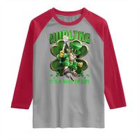 Funny Hurling It's A Way Of Life Raglan Shirt Leprechaun Shamrock Irish Sport