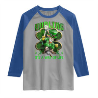Funny Hurling It's A Way Of Life Raglan Shirt Leprechaun Shamrock Irish Sport