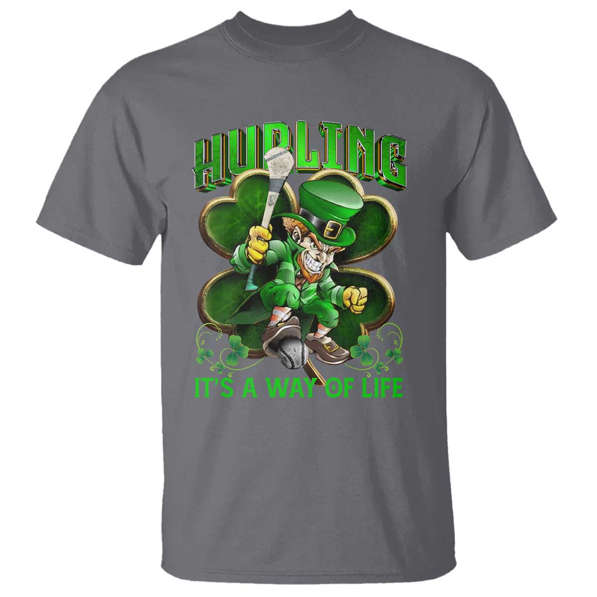 Funny Hurling It's A Way Of Life T Shirt Leprechaun Shamrock Irish Sport