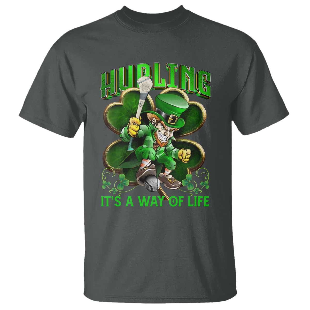 Funny Hurling It's A Way Of Life T Shirt Leprechaun Shamrock Irish Sport