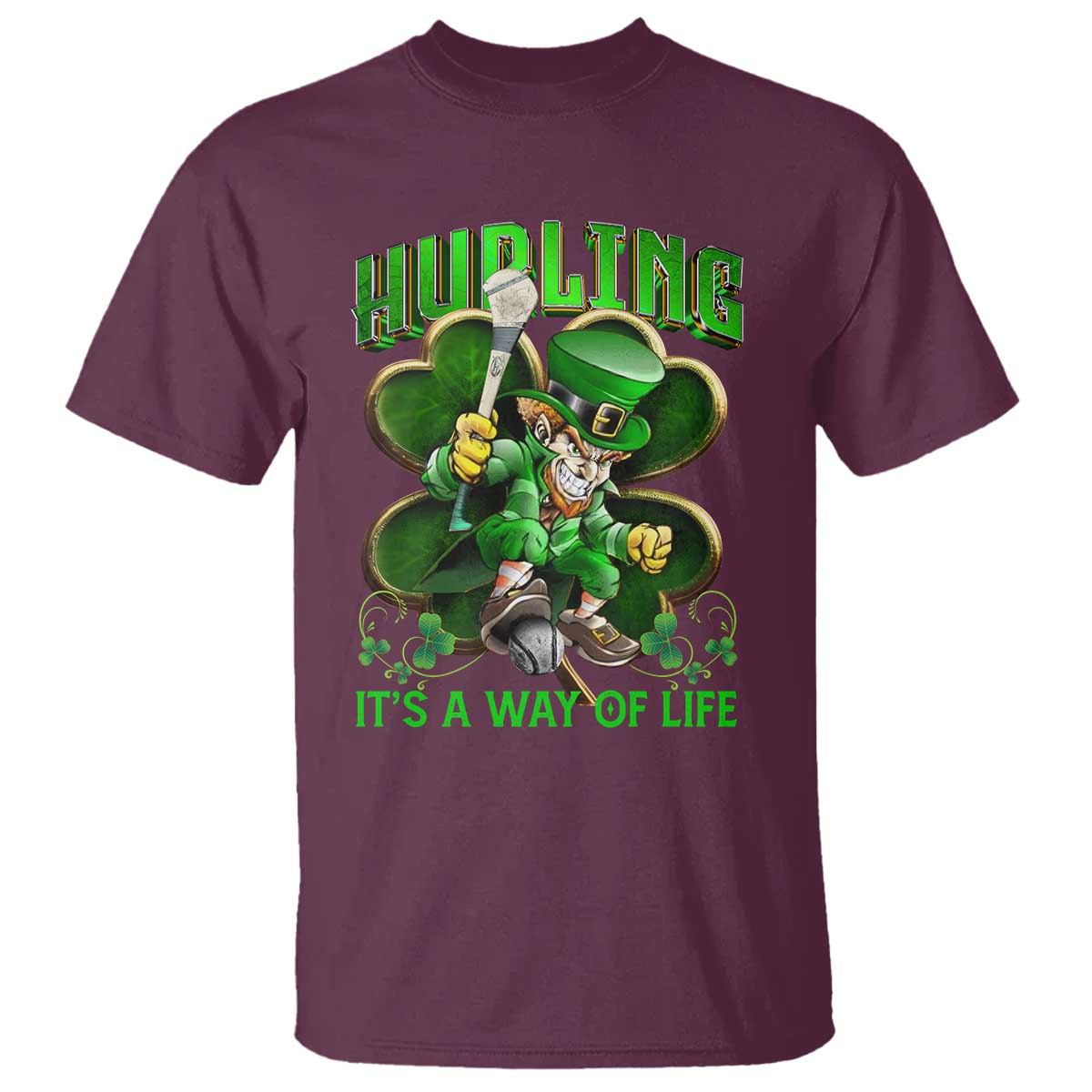 Funny Hurling It's A Way Of Life T Shirt Leprechaun Shamrock Irish Sport