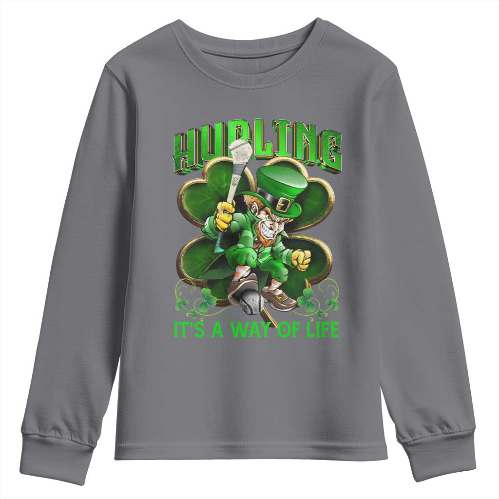 Funny Hurling It's A Way Of Life Youth Sweatshirt Leprechaun Shamrock Irish Sport