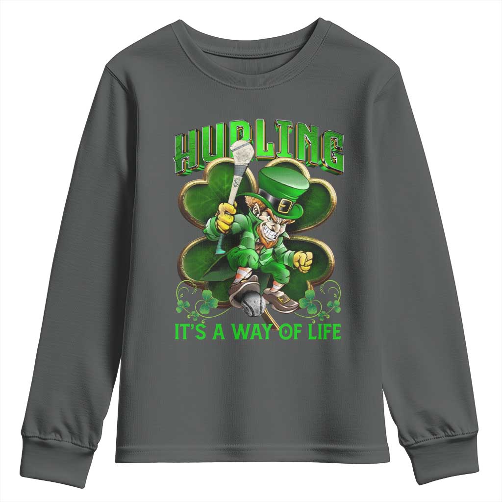 Funny Hurling It's A Way Of Life Youth Sweatshirt Leprechaun Shamrock Irish Sport