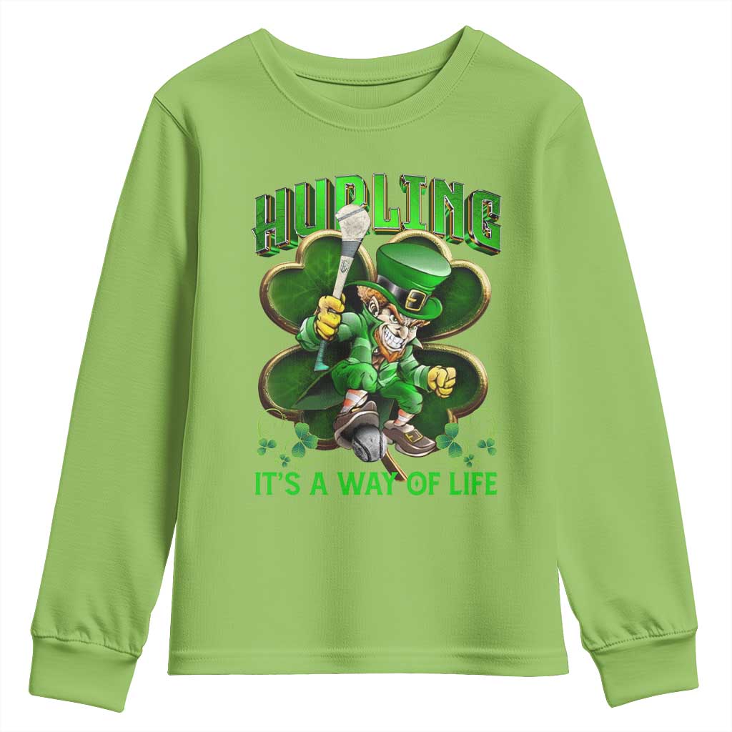 Funny Hurling It's A Way Of Life Youth Sweatshirt Leprechaun Shamrock Irish Sport