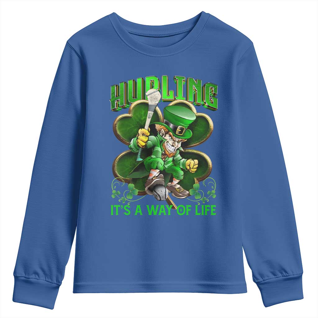 Funny Hurling It's A Way Of Life Youth Sweatshirt Leprechaun Shamrock Irish Sport