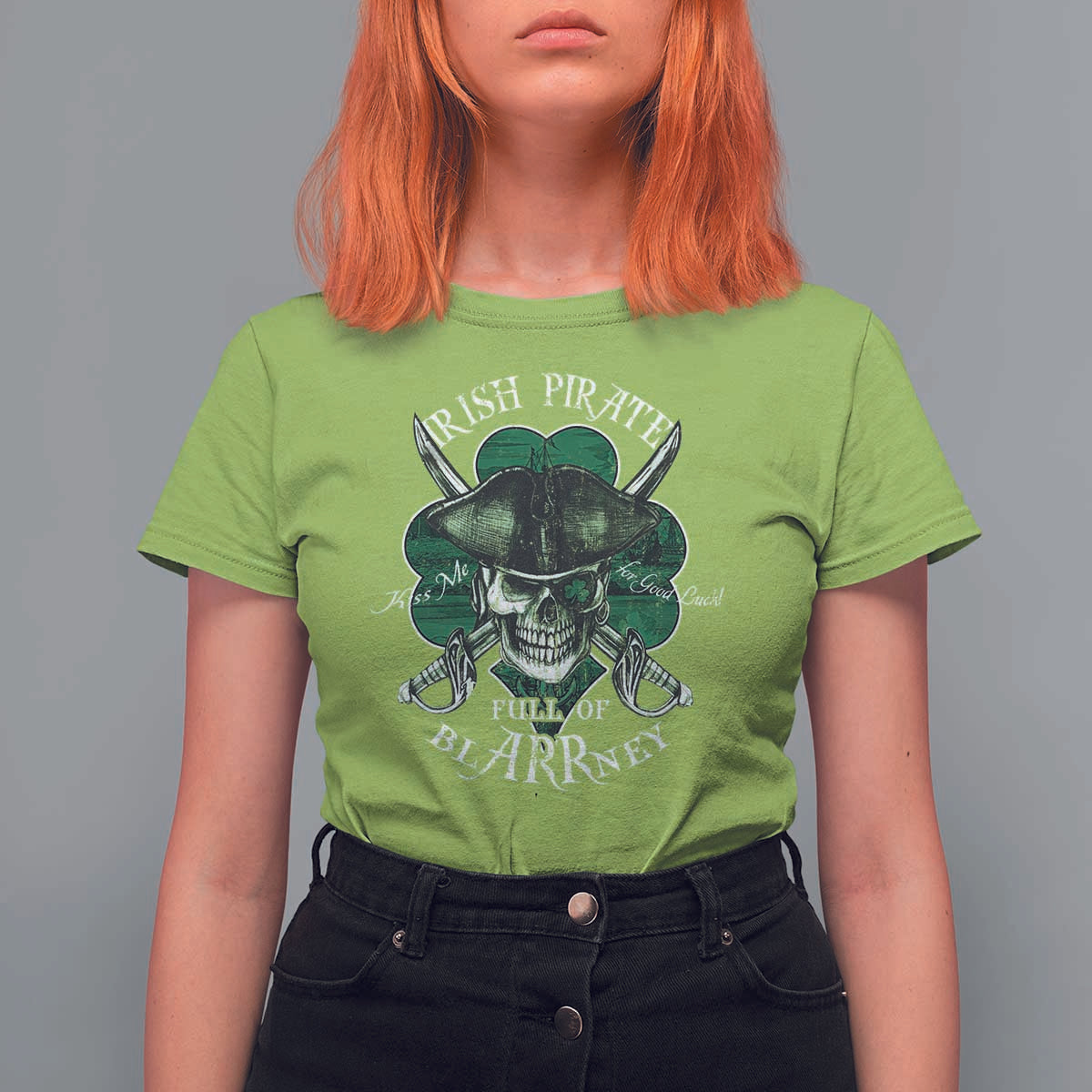 Funny Irish Pirate Full Of Blarrney Kiss Me For Good Luck T Shirt For Women St Patrick's Day