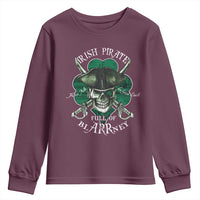Funny Irish Pirate Full Of Blarrney Kiss Me For Good Luck Youth Sweatshirt St Patrick's Day