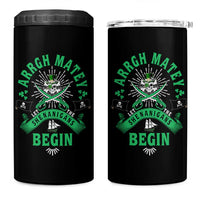 Funny St Patrick's Day Pirate 4 in 1 Can Cooler Tumbler Arrgh Matey Let The Shenanigans Begin Shamrock