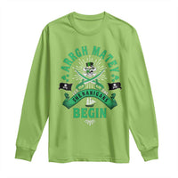 Funny St Patrick's Day Pirate Long Sleeve Shirt Arrgh Matey Let The Shenanigans Begin Shamrock