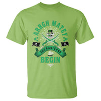 Funny St Patrick's Day Pirate T Shirt Arrgh Matey Let The Shenanigans Begin Shamrock