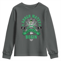 Funny St Patrick's Day Pirate Youth Sweatshirt Arrgh Matey Let The Shenanigans Begin Shamrock
