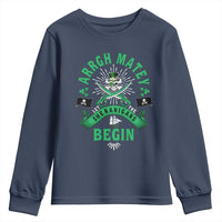 Funny St Patrick's Day Pirate Youth Sweatshirt Arrgh Matey Let The Shenanigans Begin Shamrock