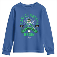 Funny St Patrick's Day Pirate Youth Sweatshirt Arrgh Matey Let The Shenanigans Begin Shamrock