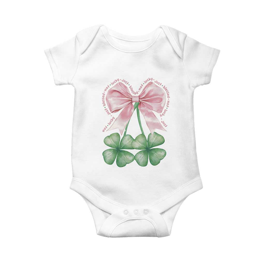 Not Lucky Just Blessed Baby Onesie Blessed Christian Shamrocks St Patricks Day Coquette