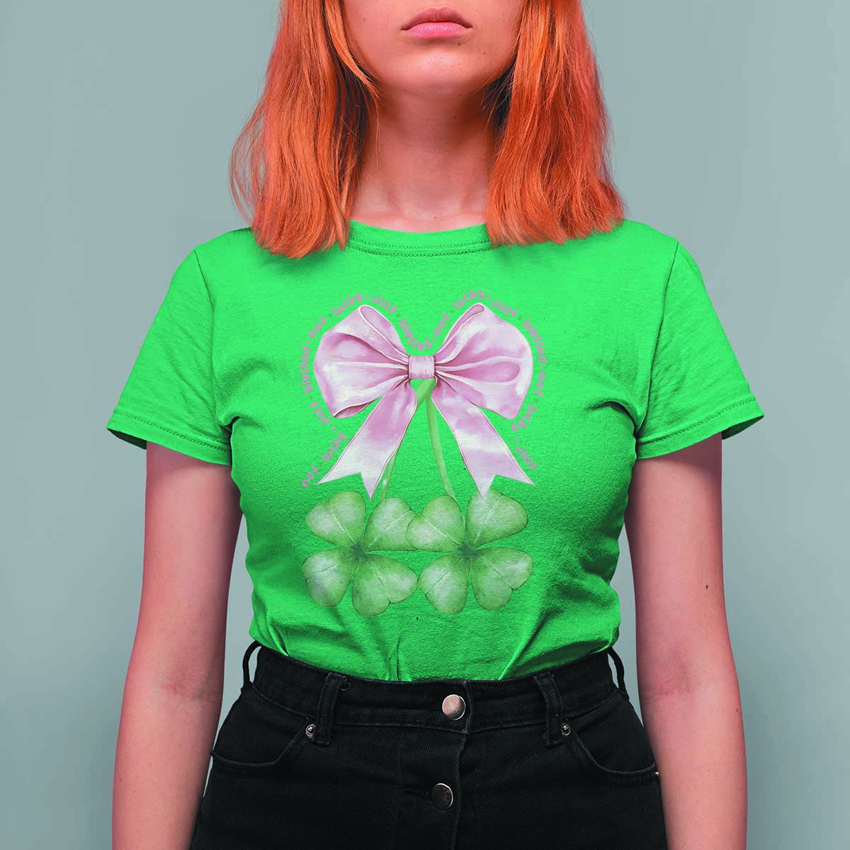 Not Lucky Just Blessed T Shirt For Women Blessed Christian Shamrocks St Patricks Day Coquette