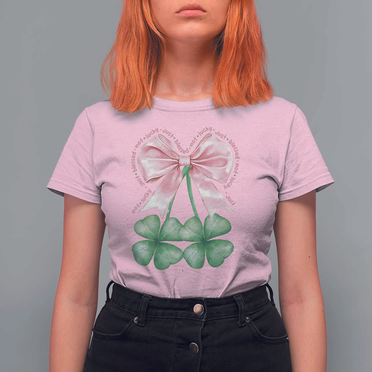 Not Lucky Just Blessed T Shirt For Women Blessed Christian Shamrocks St Patricks Day Coquette