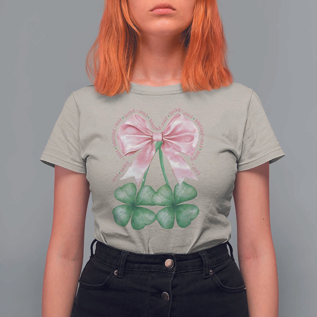 Not Lucky Just Blessed T Shirt For Women Blessed Christian Shamrocks St Patricks Day Coquette