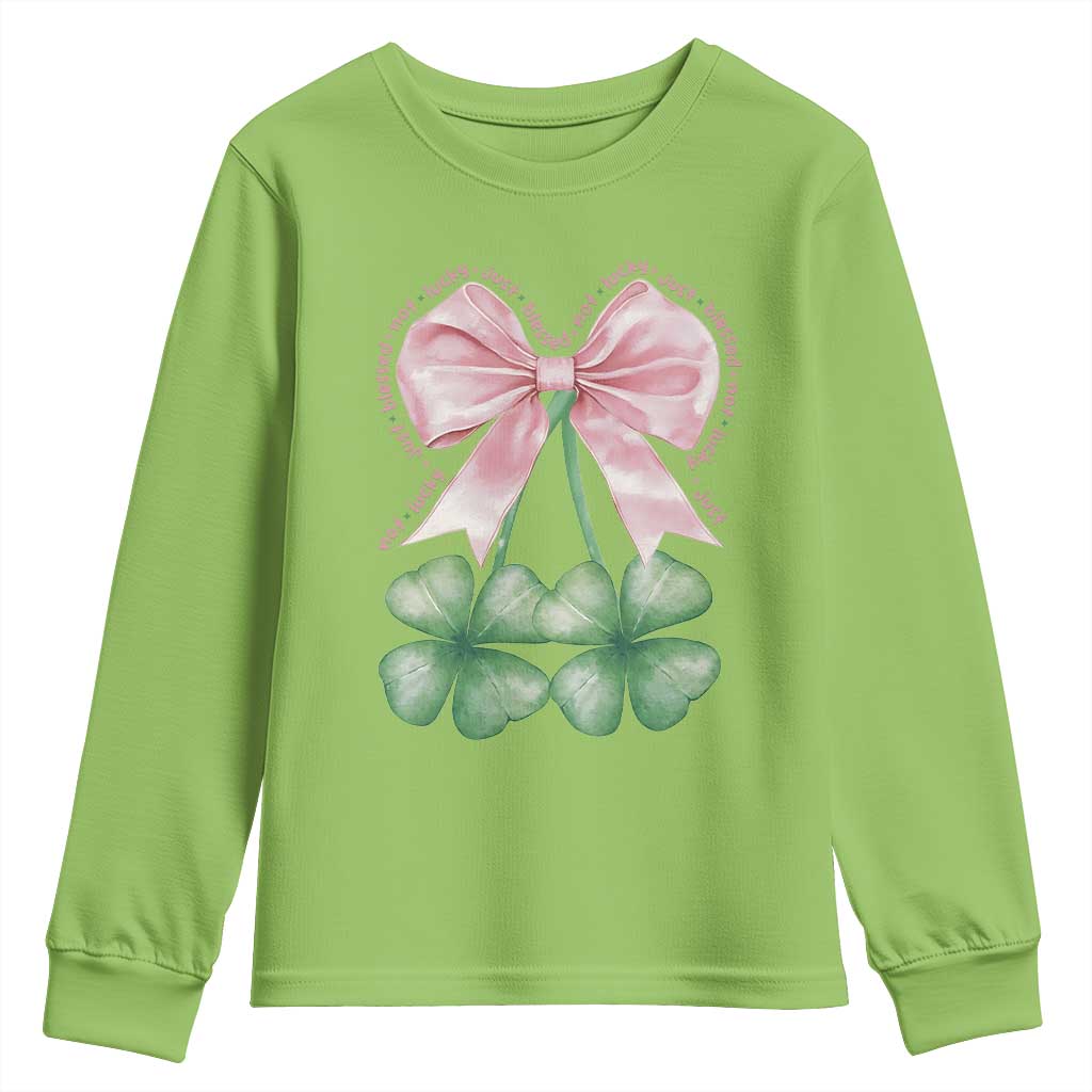 Not Lucky Just Blessed Youth Sweatshirt Blessed Christian Shamrocks St Patricks Day Coquette