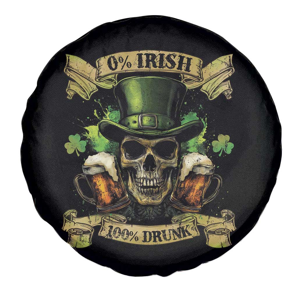 Funny St Patrick's Day Irish Beer Drinking Spare Tire Cover 0% Irish 100% Drunk Skull
