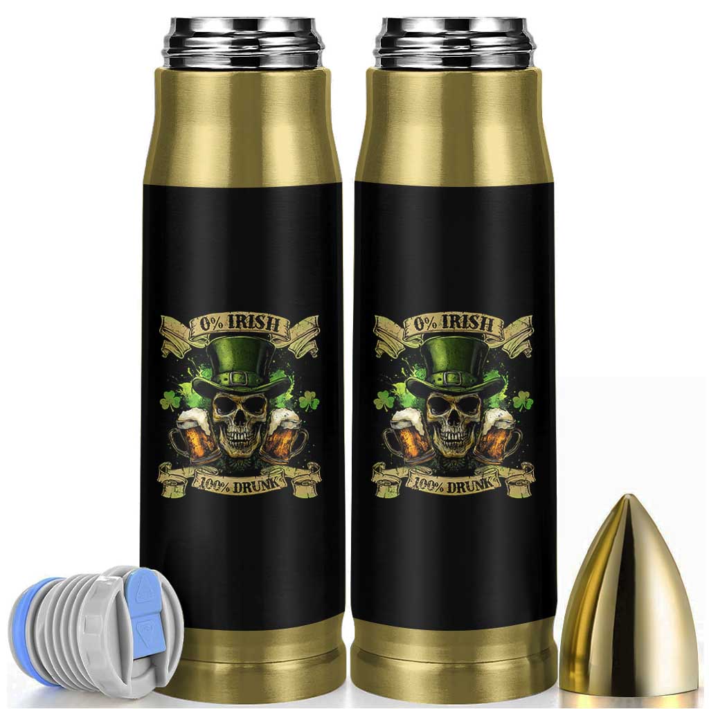 Funny St Patrick's Day Irish Beer Drinking Bullet Tumbler 0% Irish 100% Drunk Skull - Wonder Print Shop