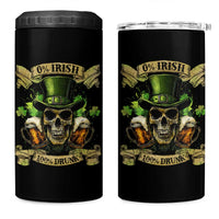Funny St Patrick's Day Irish Beer Drinking 4 in 1 Can Cooler Tumbler 0% Irish 100% Drunk Skull - Wonder Print Shop