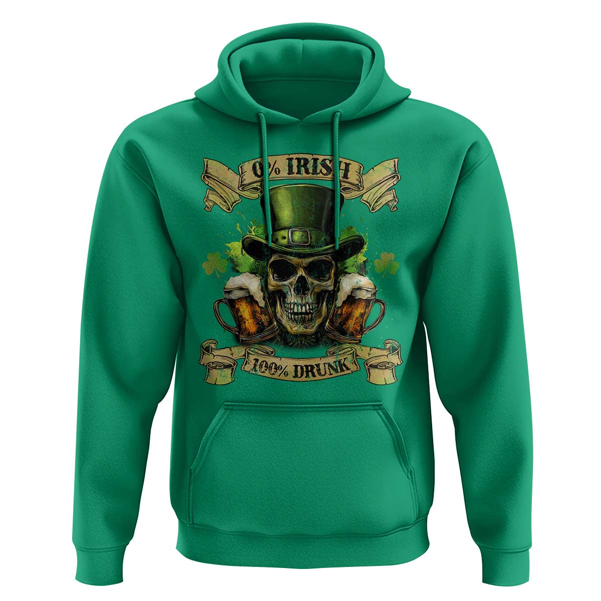 Funny St Patrick's Day Irish Beer Drinking Hoodie 0% Irish 100% Drunk Skull