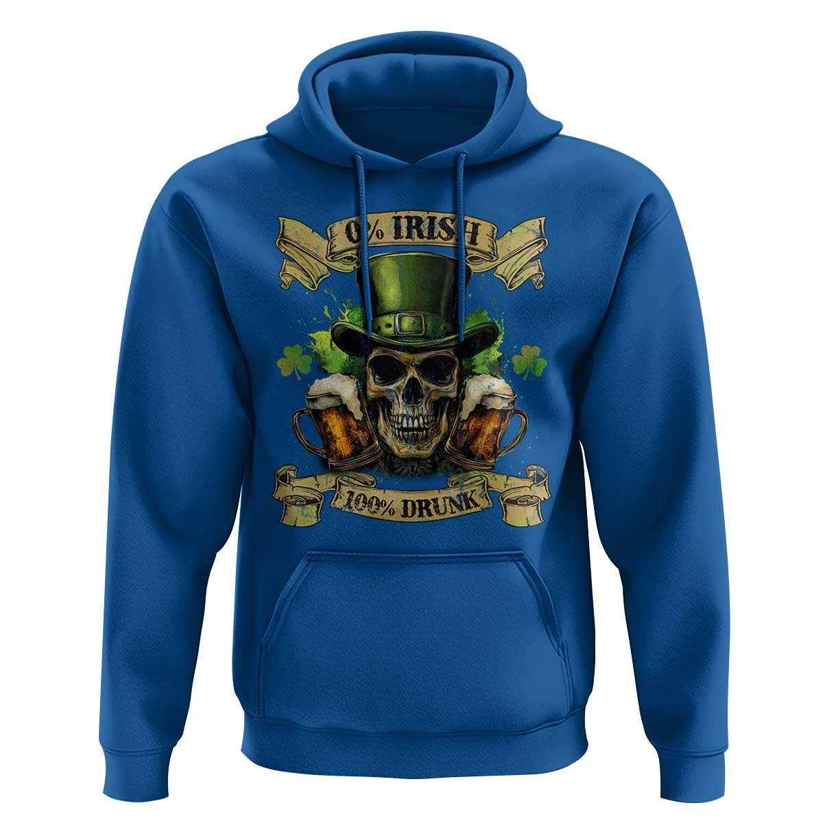 Funny St Patrick's Day Irish Beer Drinking Hoodie 0% Irish 100% Drunk Skull
