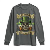 Funny St Patrick's Day Irish Beer Drinking Long Sleeve Shirt 0% Irish 100% Drunk Skull