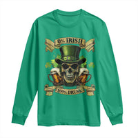 Funny St Patrick's Day Irish Beer Drinking Long Sleeve Shirt 0% Irish 100% Drunk Skull