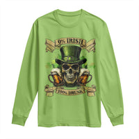 Funny St Patrick's Day Irish Beer Drinking Long Sleeve Shirt 0% Irish 100% Drunk Skull
