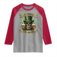 Funny St Patrick's Day Irish Beer Drinking Raglan Shirt 0% Irish 100% Drunk Skull