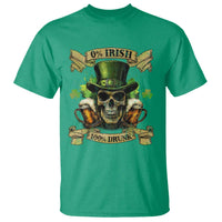 Funny St Patrick's Day Irish Beer Drinking T Shirt 0% Irish 100% Drunk Skull